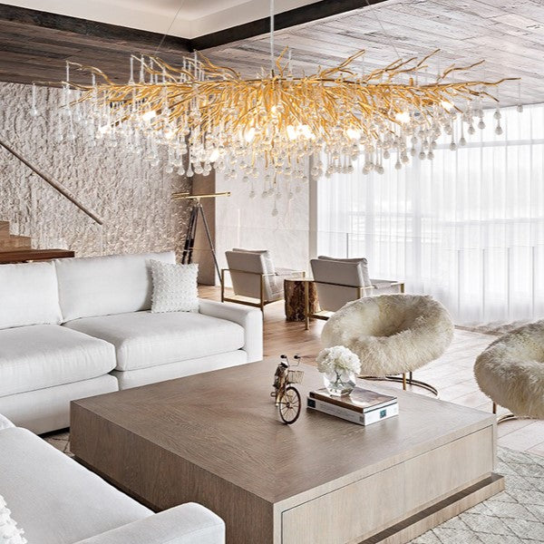 Stunning Tree Branch Crystal Chandelier with Clear Teardrop-shaped for Living/Dining Room