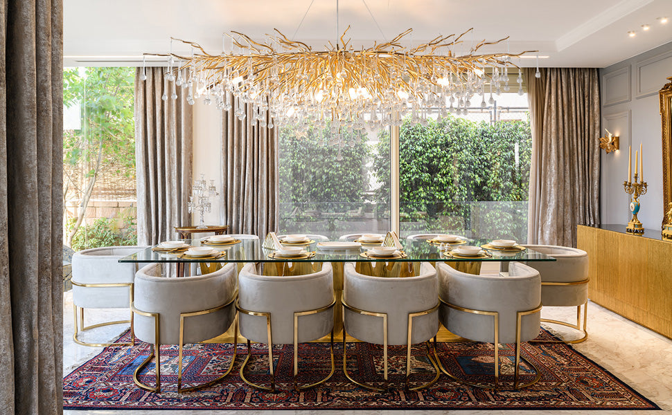 Stunning Tree Branch Crystal Chandelier with Clear Teardrop-shaped for Living/Dining Room