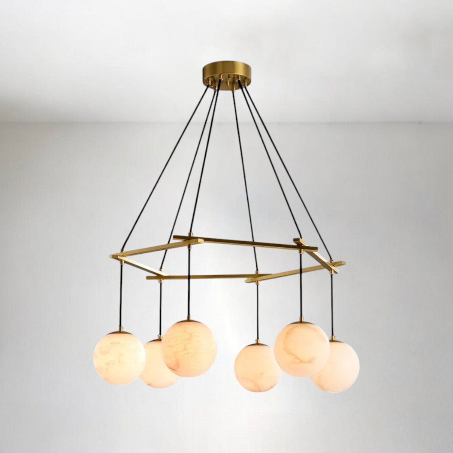 6 LIGHTS Alabaster Ball Chandelier