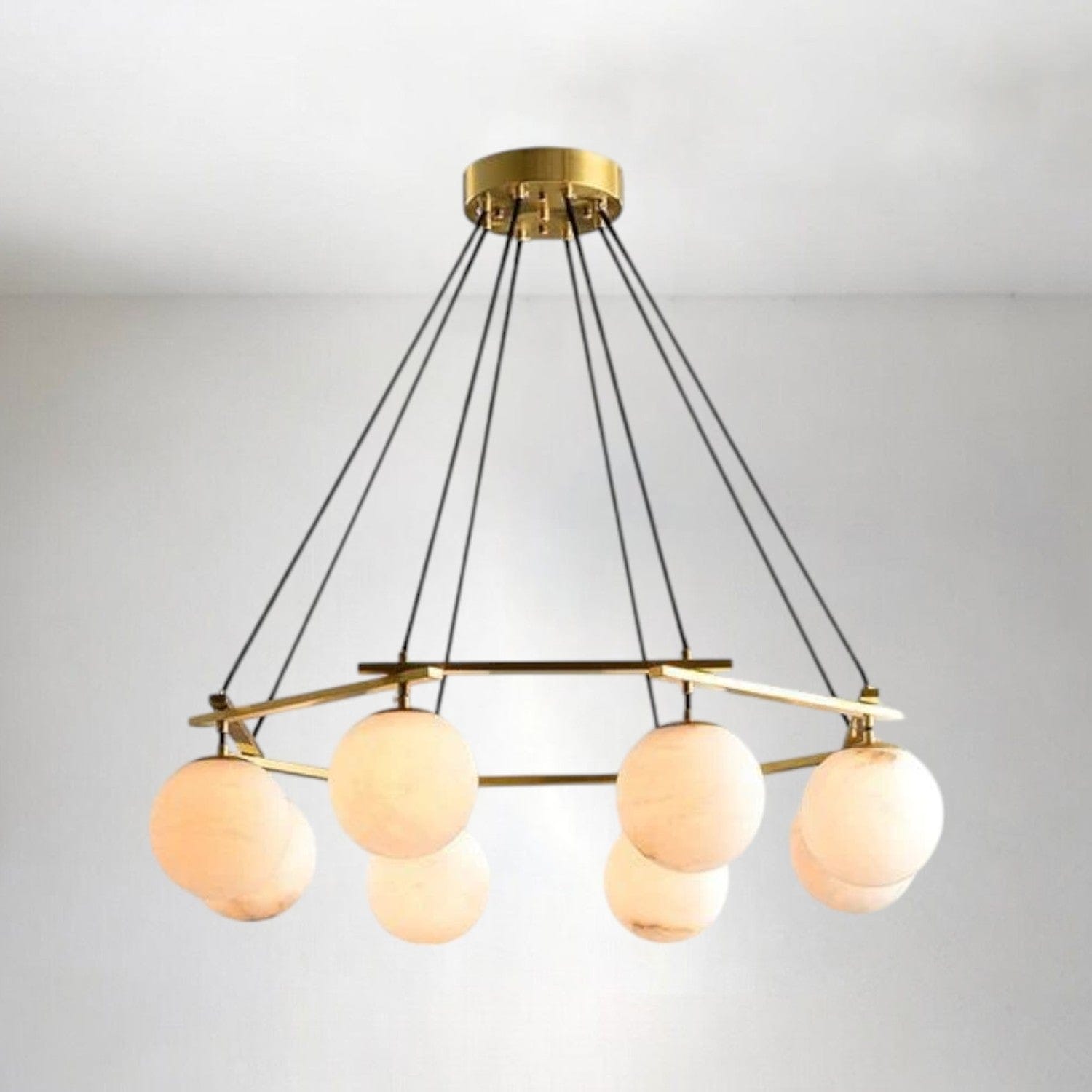 8 LIGHTS Alabaster Ball Chandelier