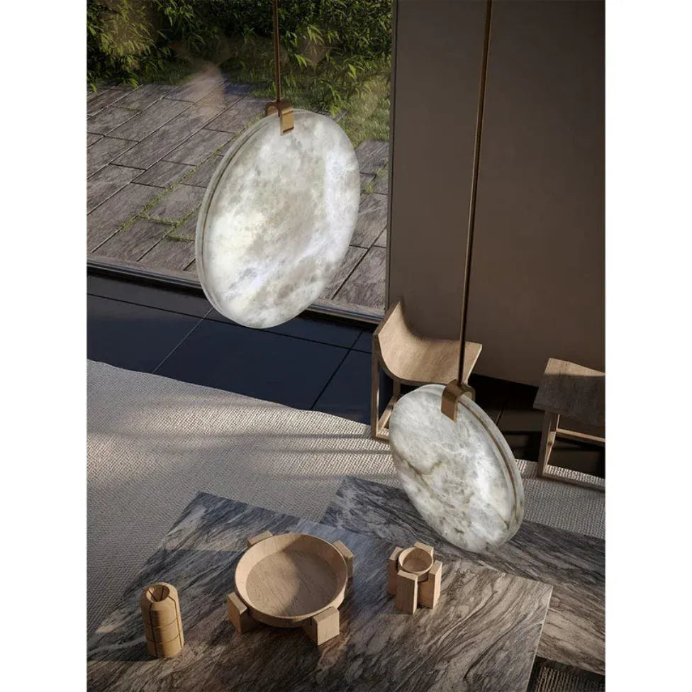 Alabaster Disc Pendant Light 9.8", 13.8", 17.7", 21.3", 25.2"