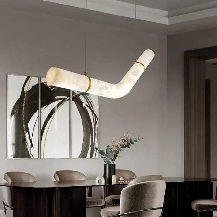 Alabaster Kitchen Round Tube Pendant Lighting