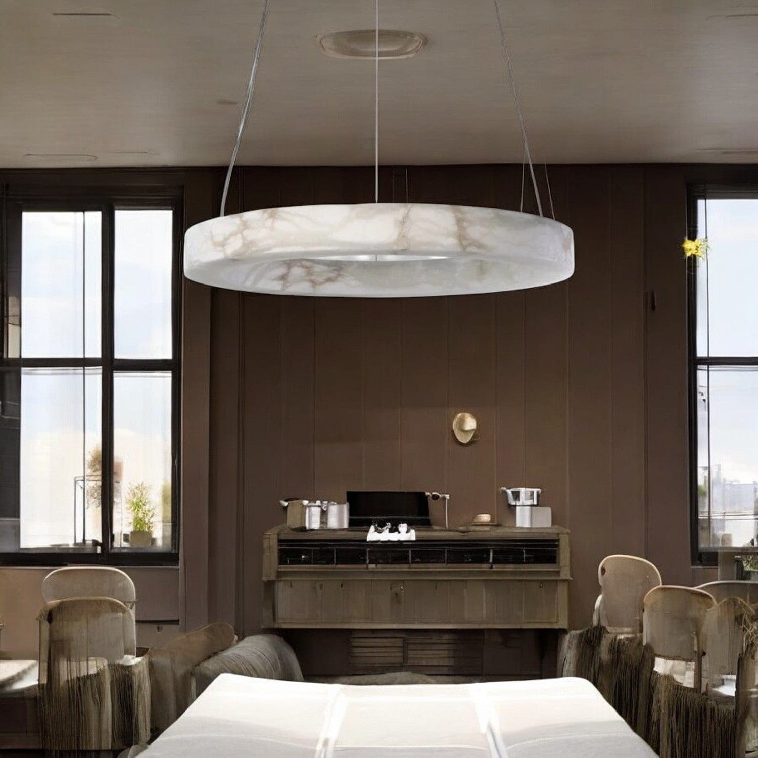 Alabaster natural stone round chandelier