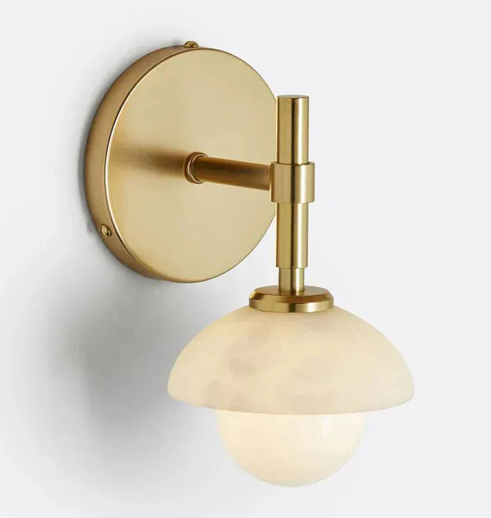 Brass Alabaster Shade Greenwich Wall Sconce