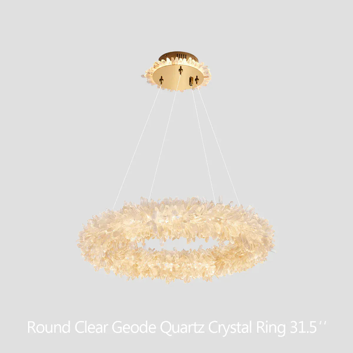 Amber Kandace Round Rock Crystal Pendant Light Modern Chandelier for Living Room 24'', 31.5'', 40'', 47''