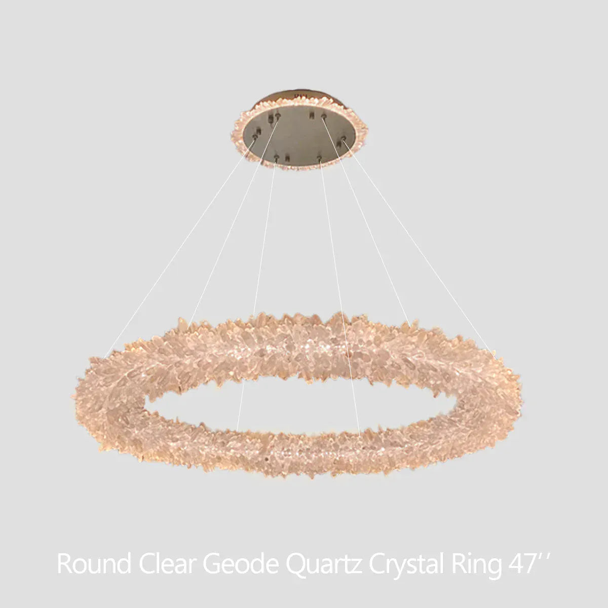Diam 47'' Amber Kandace Round Rock Crystal Pendant Light Modern Chandelier for Living Room 24'', 31.5'', 40'', 47''
