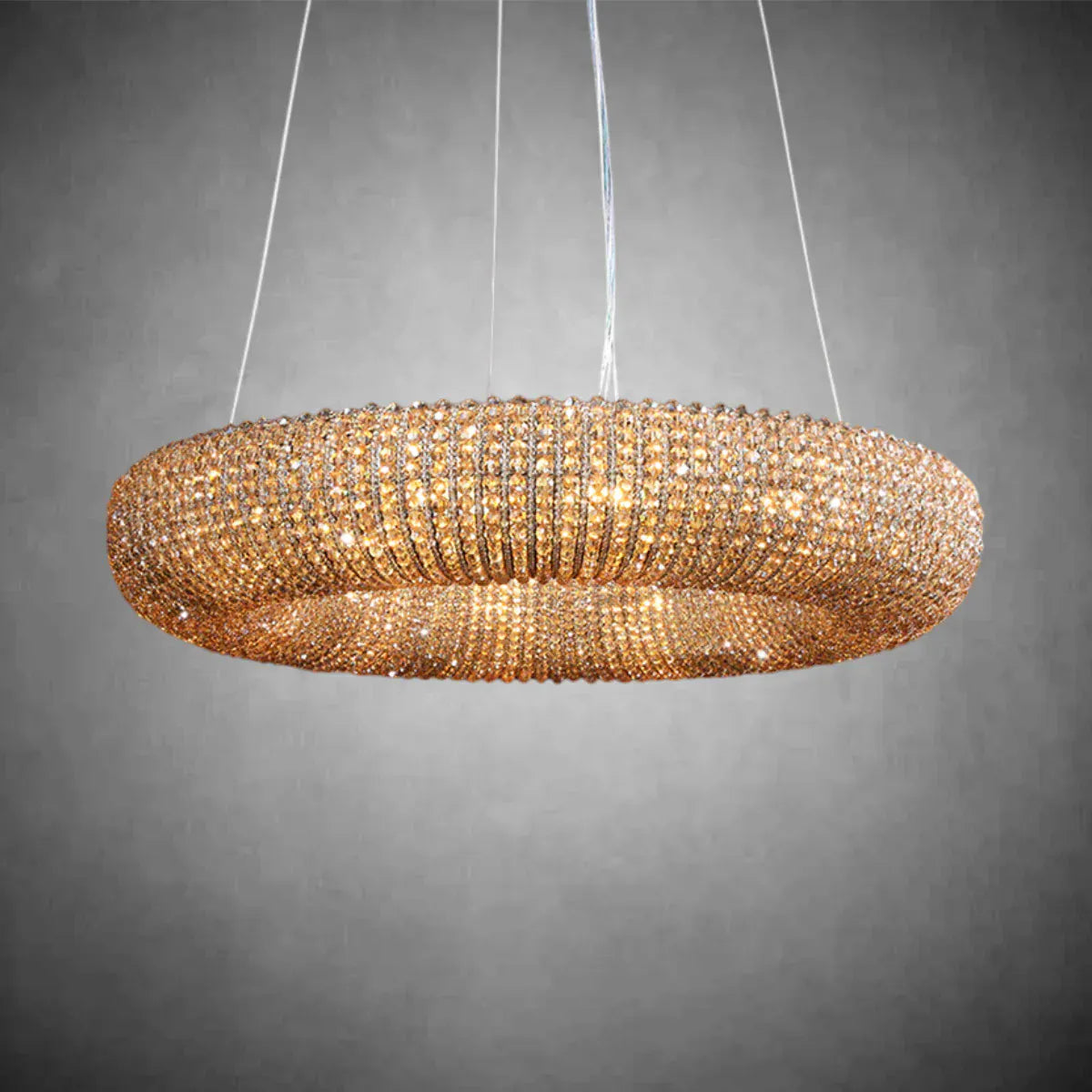 Amber Luxury Crystal Smoke Round Chandeliers 31", 41", 59"