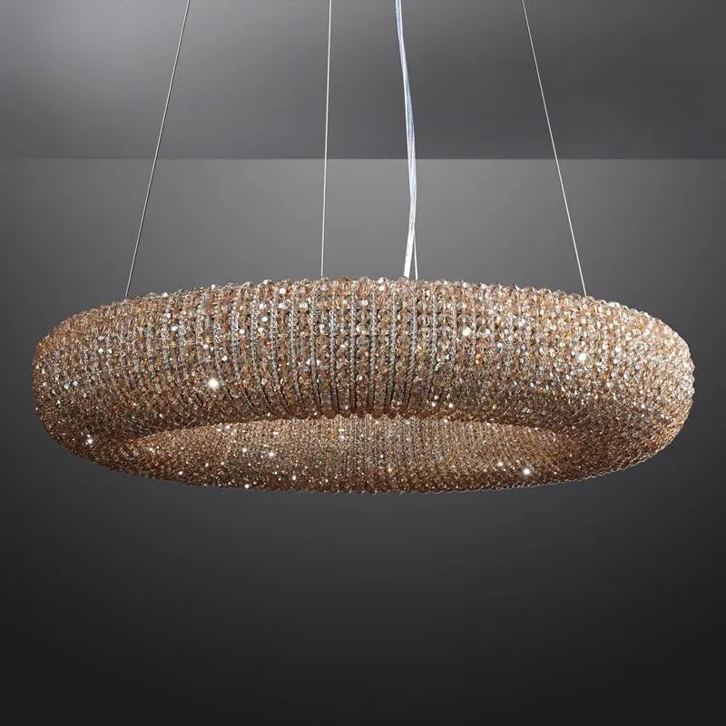 Amber Luxury Crystal Smoke Round Chandeliers 31