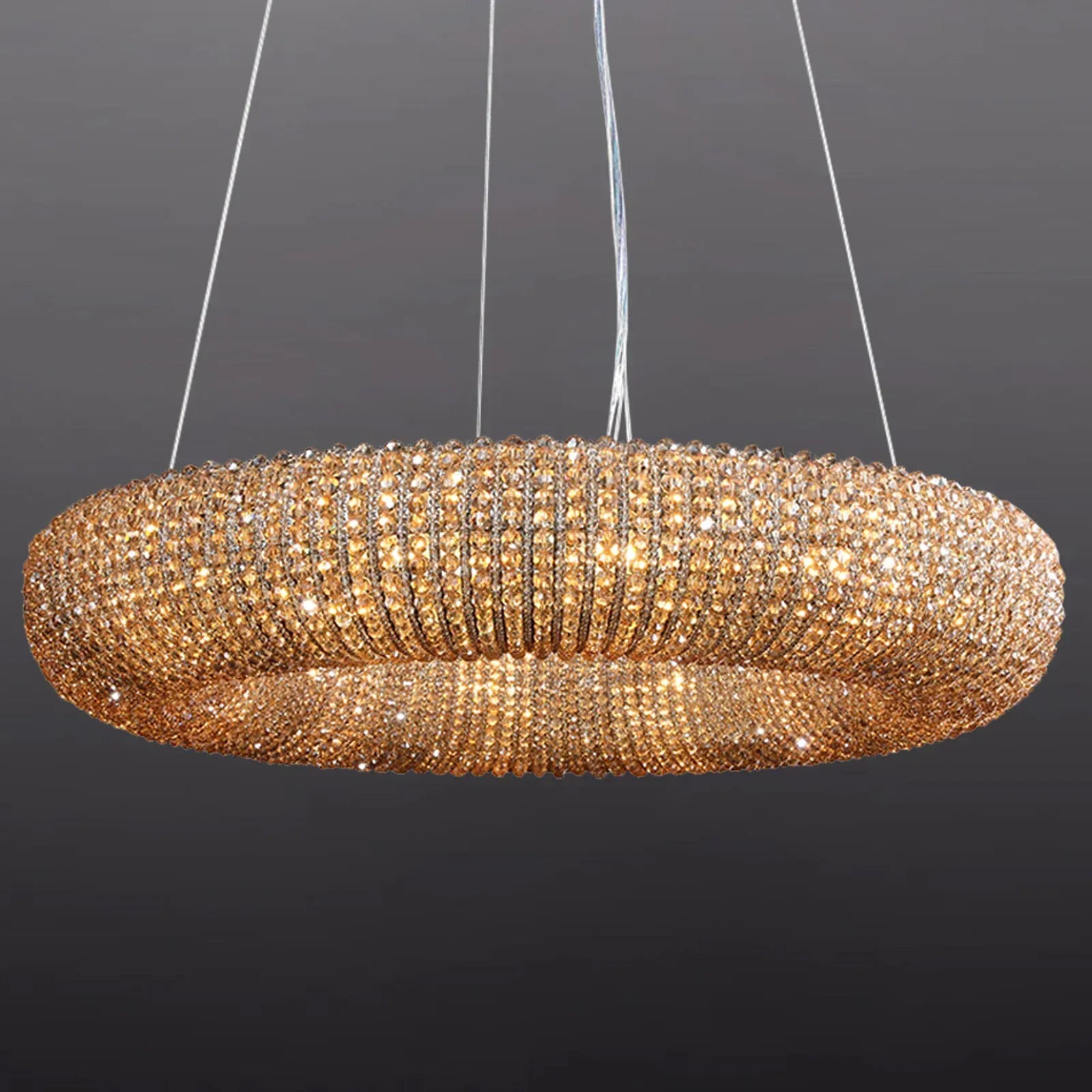Amber Luxury Crystal Smoke Round Chandeliers 31