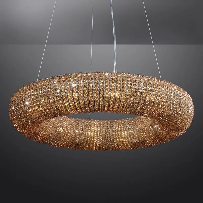 Amber Luxury Crystal Smoke Round Chandeliers 31
