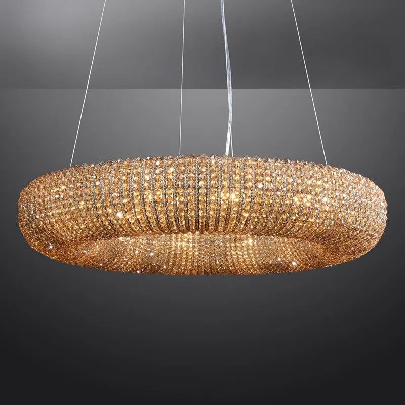 Amber Luxury Crystal Smoke Round Chandeliers 31