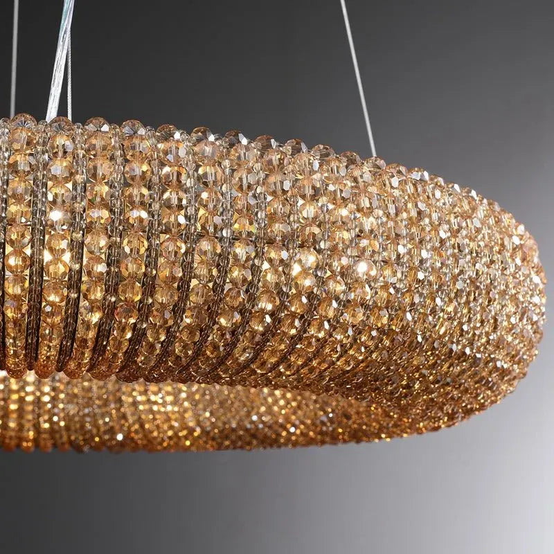 Amber Luxury Crystal Smoke Round Chandeliers 31", 41", 59"