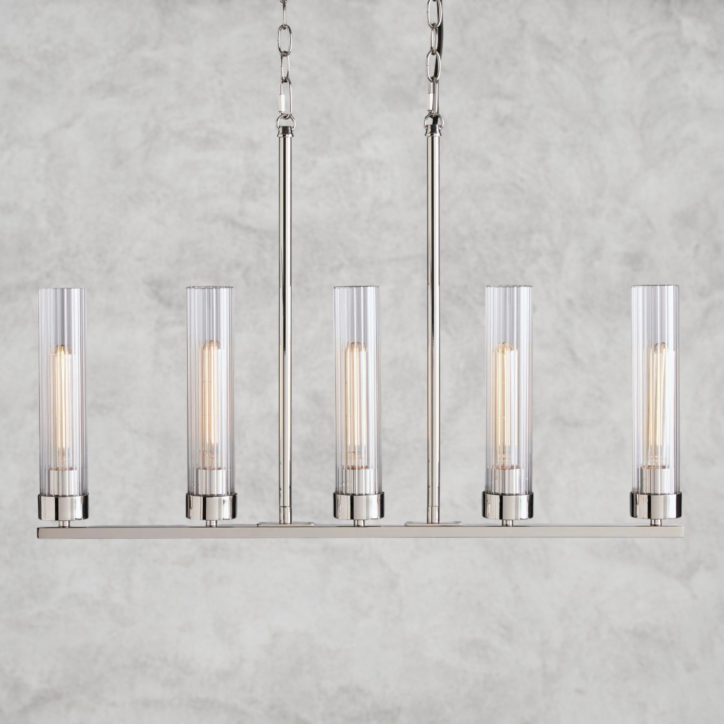 5 Light / Nickle Andreas Linear Chandelier