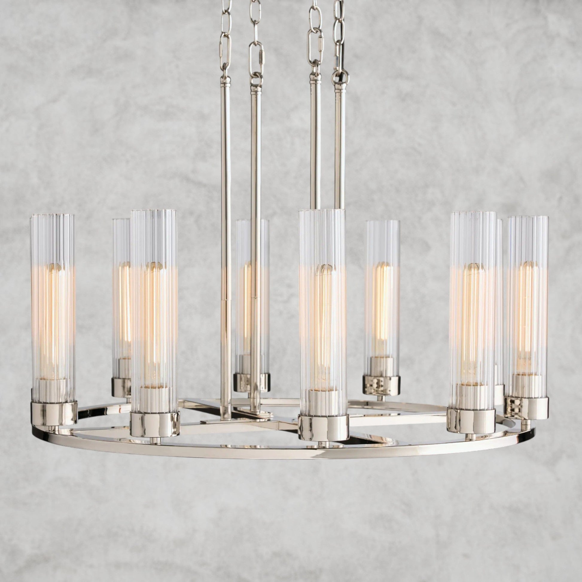 10 Light / Nickle Andreas Round Chandelier 10/ 12 Light