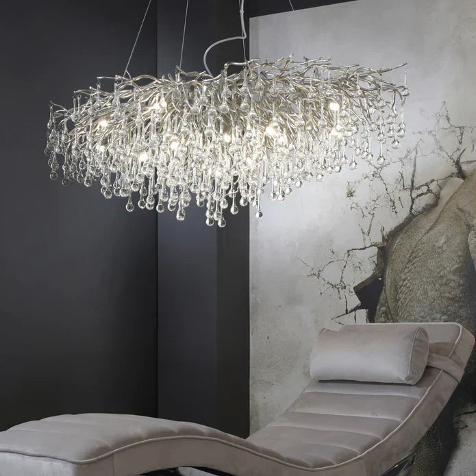 Stunning Tree Branch Crystal Chandelier with Clear Teardrop-shaped for Living/Dining Room