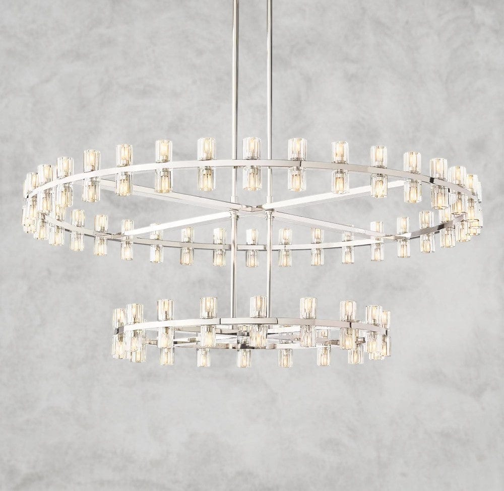 Nickel Arcachon LED Round Two-Tier Chandelier 60