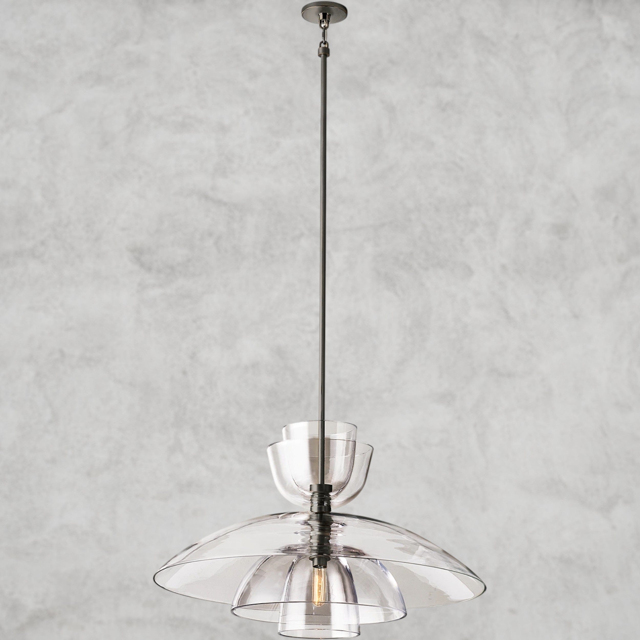 Bronze / Clear Glass Blom Cloche Grand Pendant