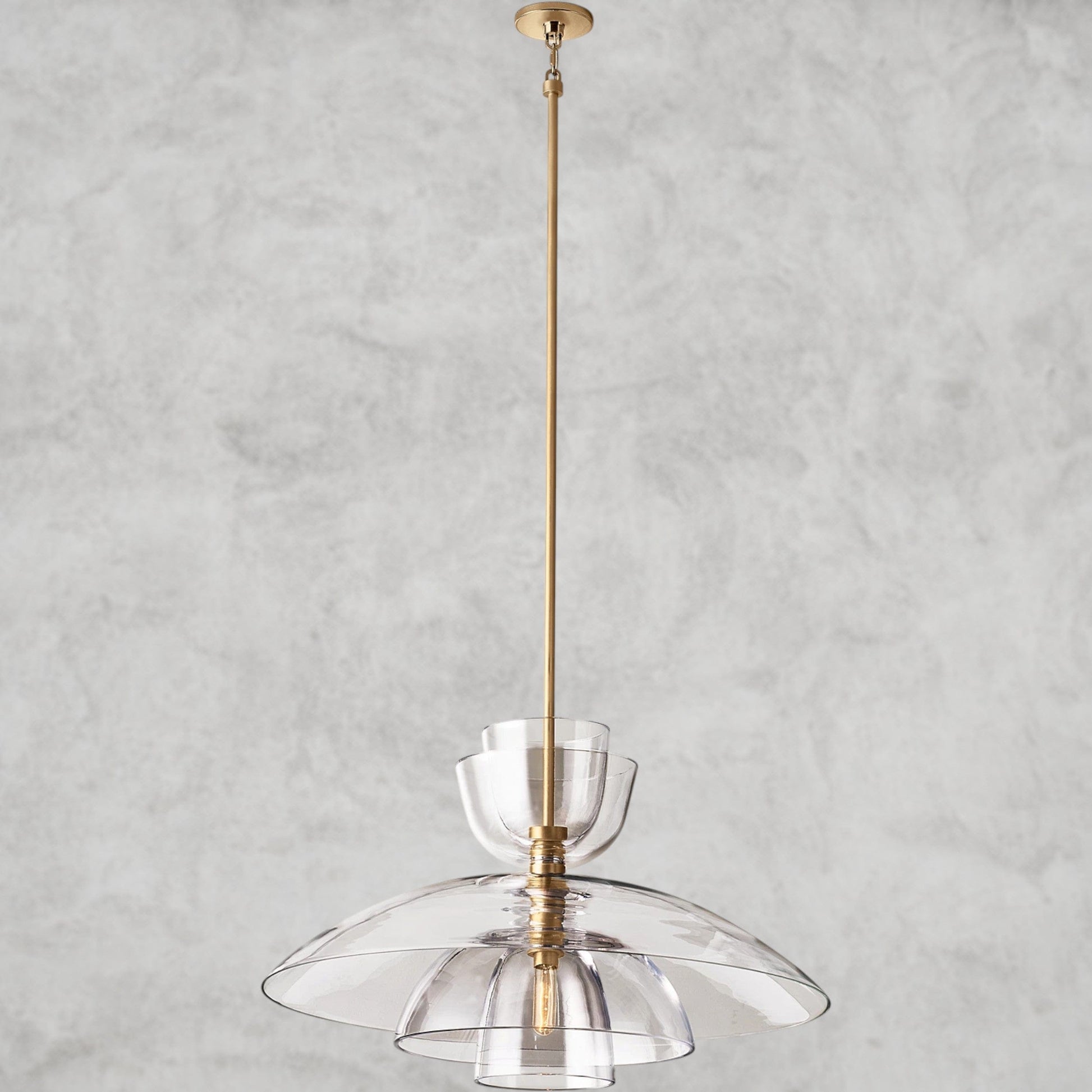 Brass / Clear Glass Blom Cloche Grand Pendant