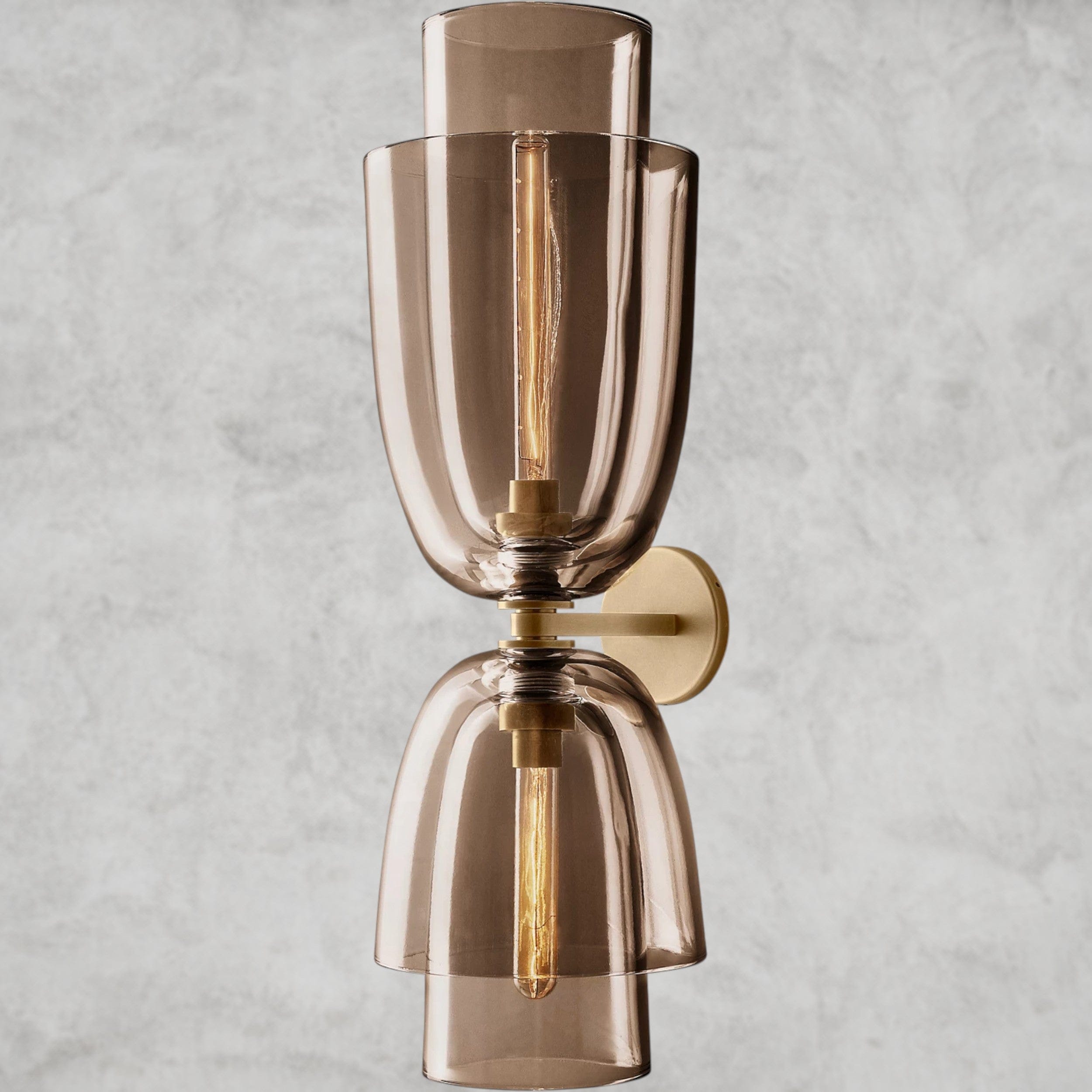 Brass / Amber Glass Blom Glass Cloche Grand Sconce