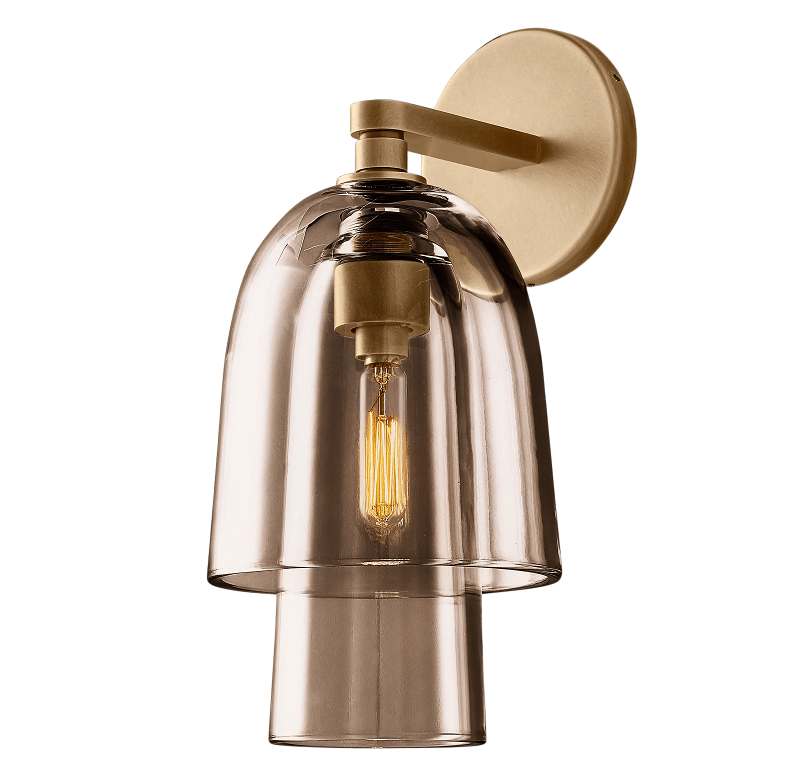 Brass / Amber Glass Blom Glass Flute Sconce