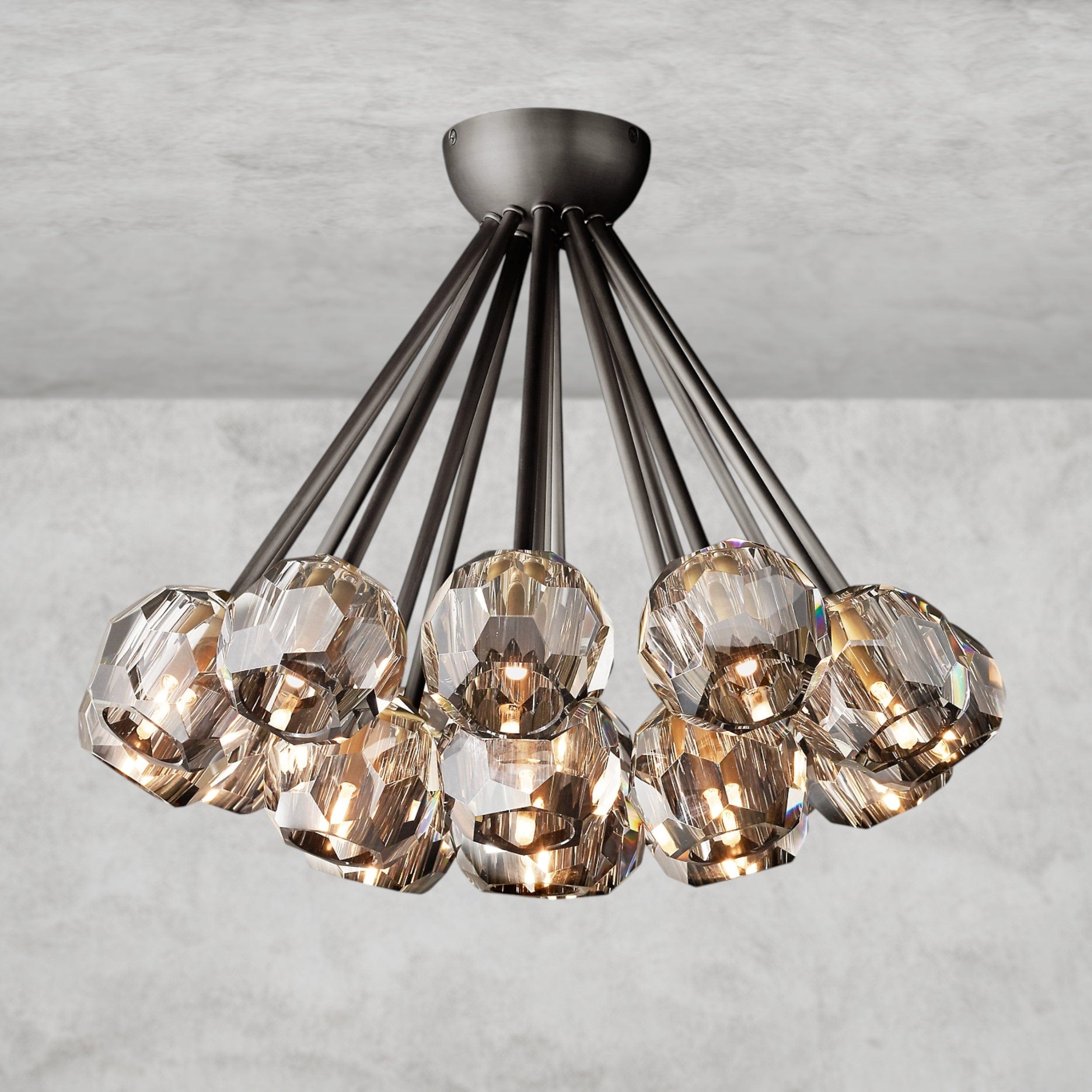 Smoke / Bronze Boule De Clear/ Smoke Cristal Flushmount 24