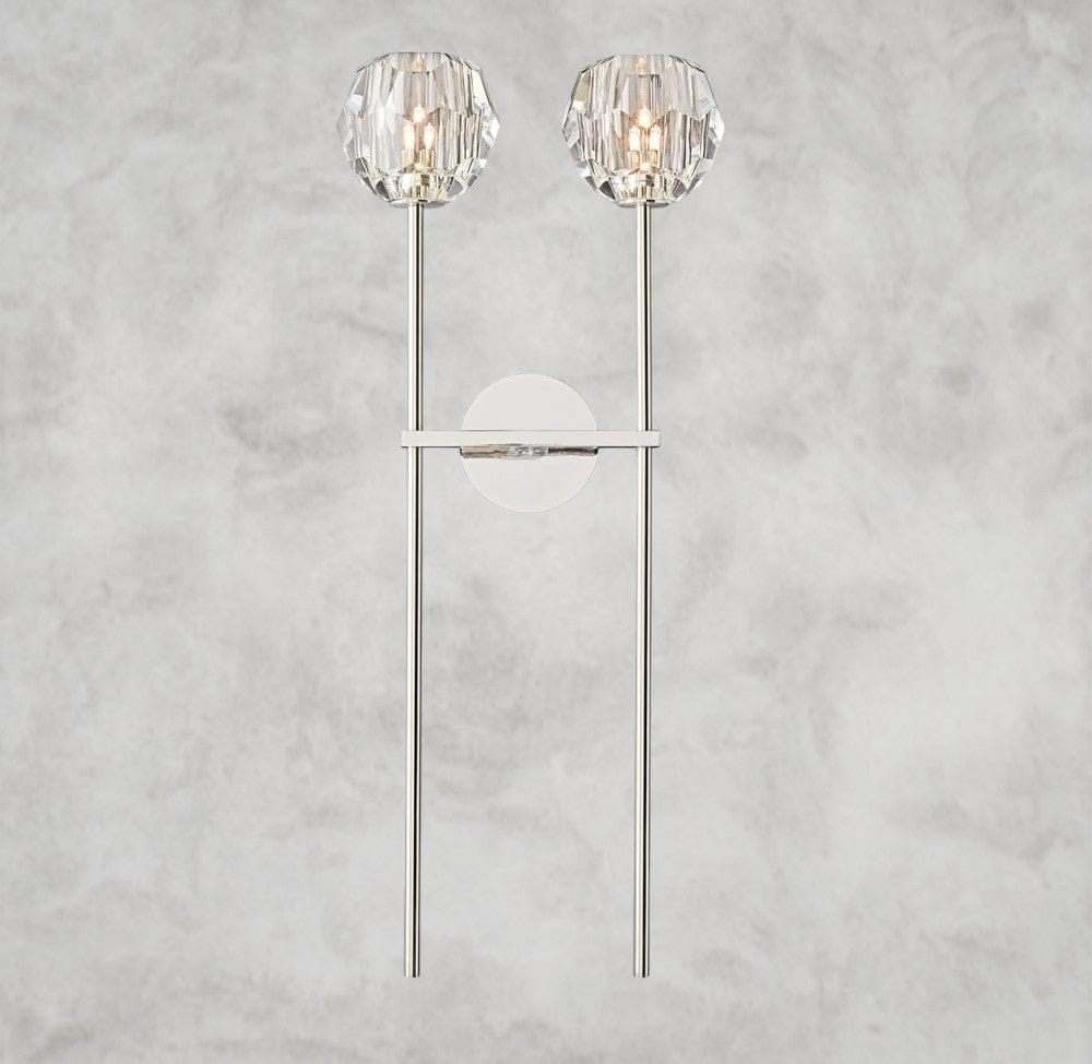 Nickle Boule De Cristal Clear Glass Grand Double Sconce