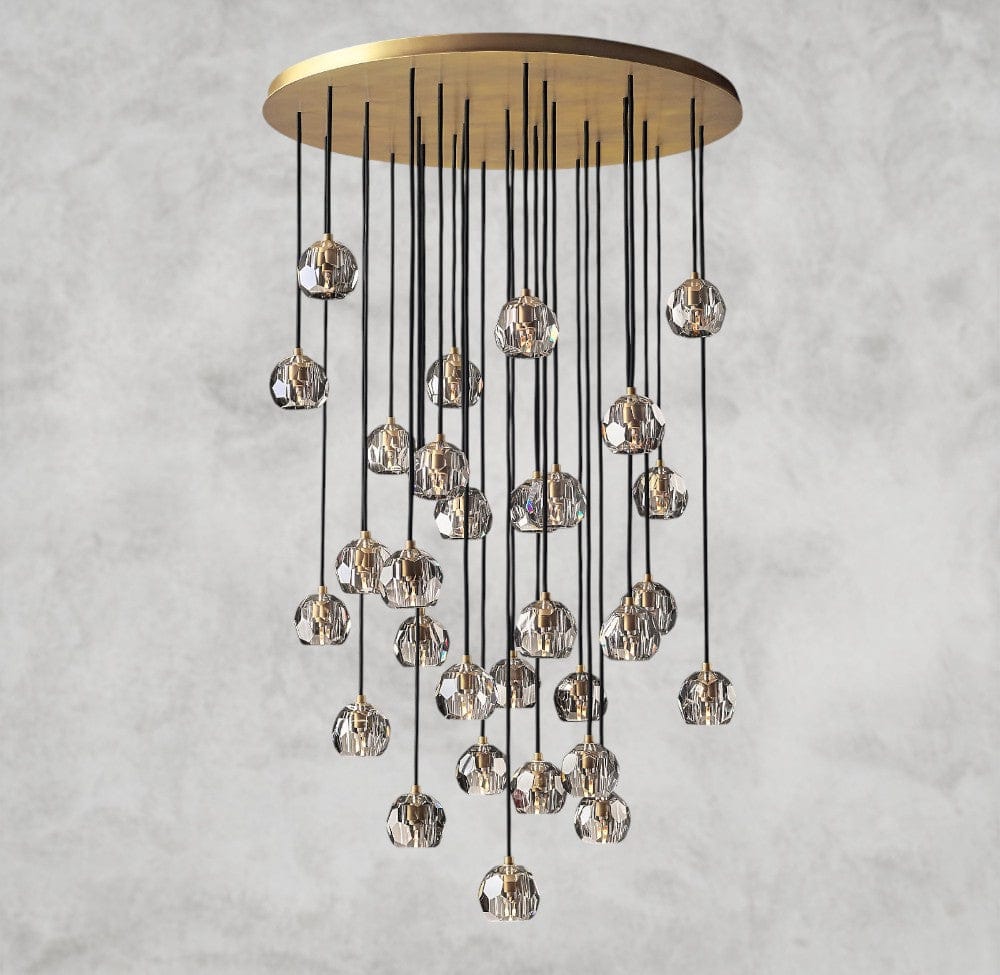 40" / Smoke / Brass Boule De Cristal Clear/ Smoke Glass Round Cluster Chandelier 14", 19", 24", 30", 40"