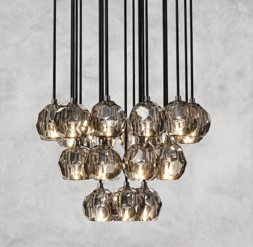 24" / Smoke / Bronze Boule De Cristal Clear/ Smoke Glass Round Cluster Chandelier 14", 19", 24", 30", 40"