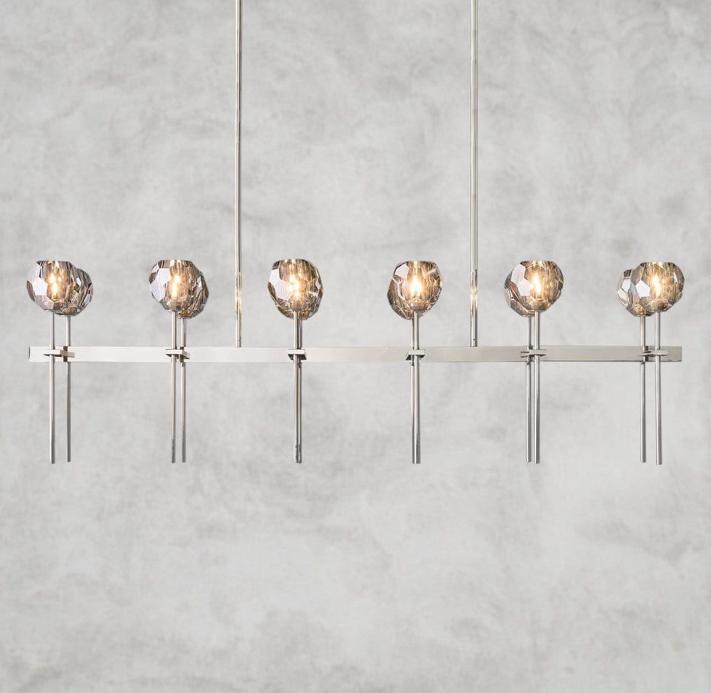 60" / Smoke / Nickle Boule De Cristal Double Linear Chandelier 60"
