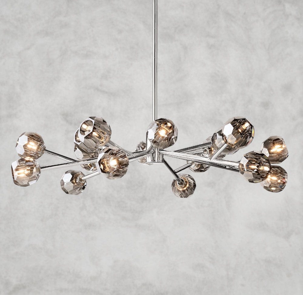48" / Smoke / Nickle Boule De Cristal Round Chandelier 24", 36", 48", 60", 72"