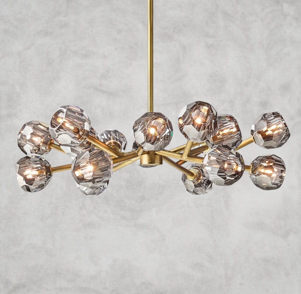36" / Smoke / Brass Boule De Cristal Round Chandelier 24", 36", 48", 60", 72"