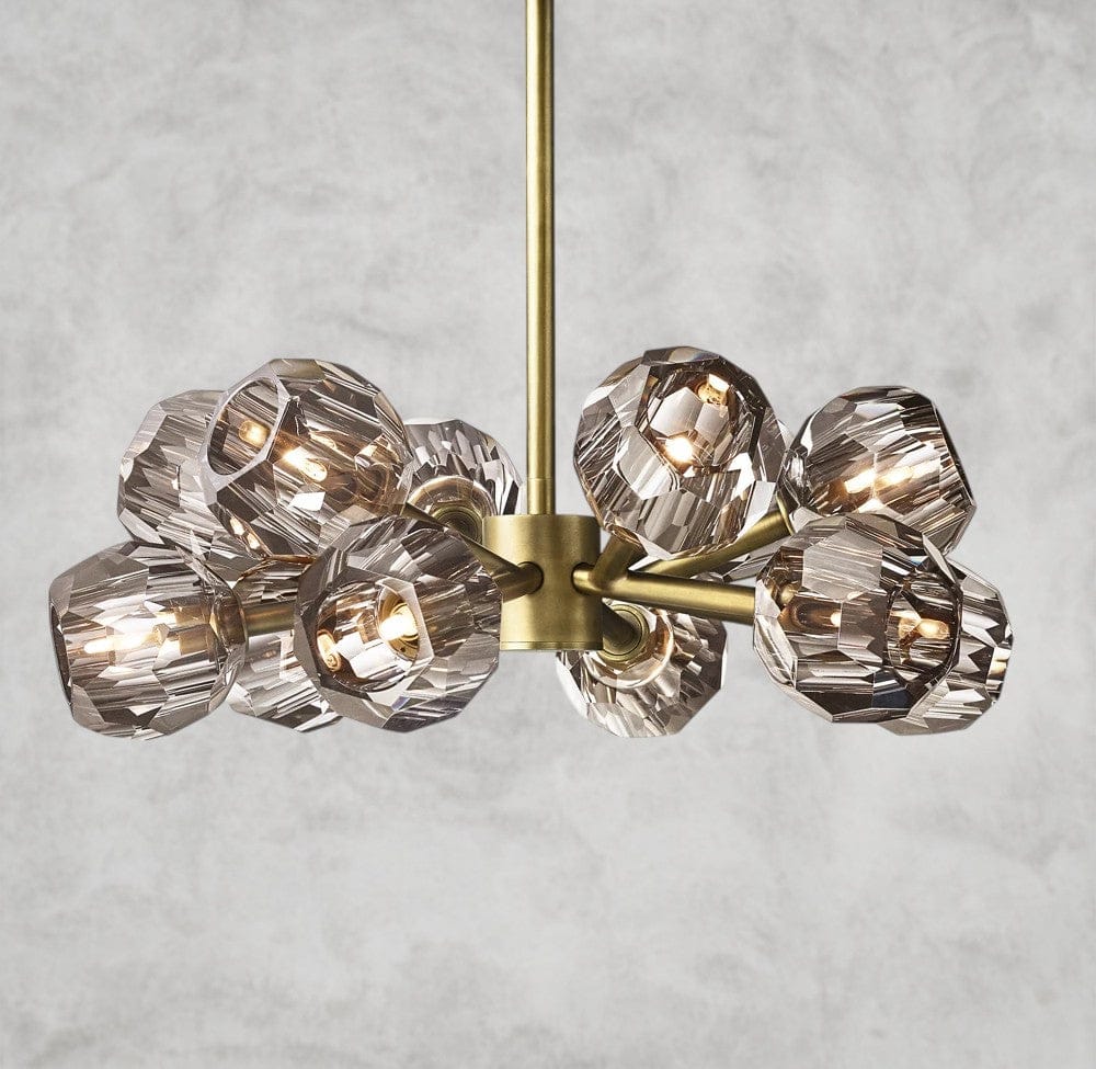 24" / Smoke / Brass Boule De Cristal Round Chandelier 24", 36", 48", 60", 72"
