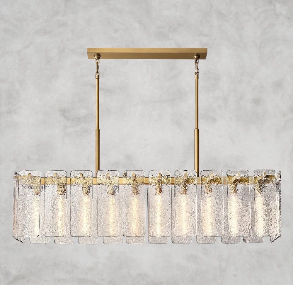 60" / Brass Calamette Glass Rectangular Chandelier 60", 72"