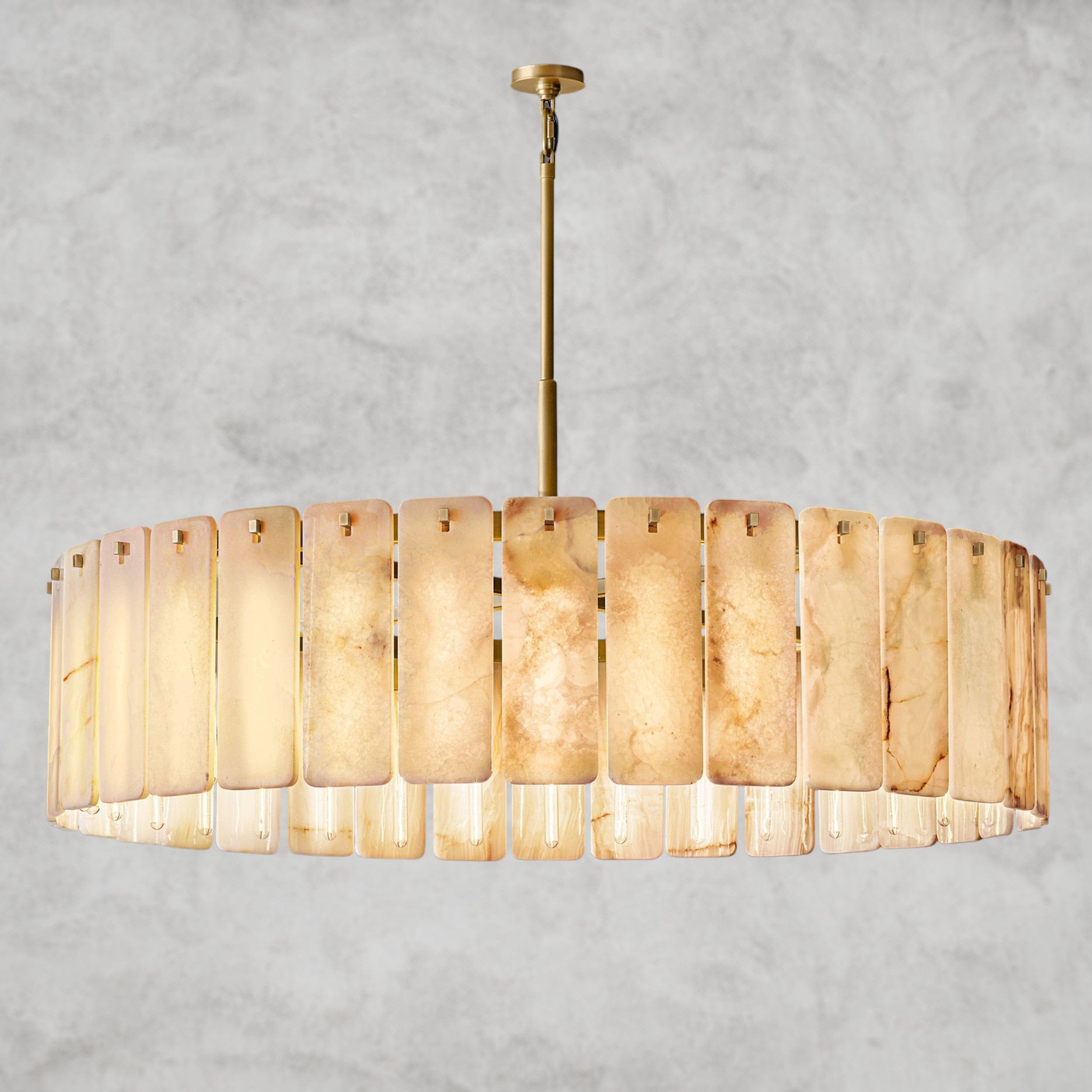 60" / Brass Calamette Onyx Round Alabaster Chandelier 36". 48", 60"