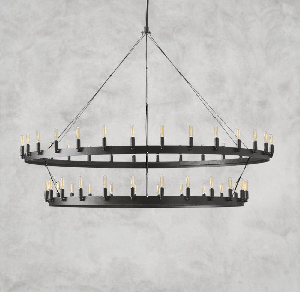 63" / Bronze Camino Vintage Filament Two-Tier Chandelier 38", 50", 63", 71"