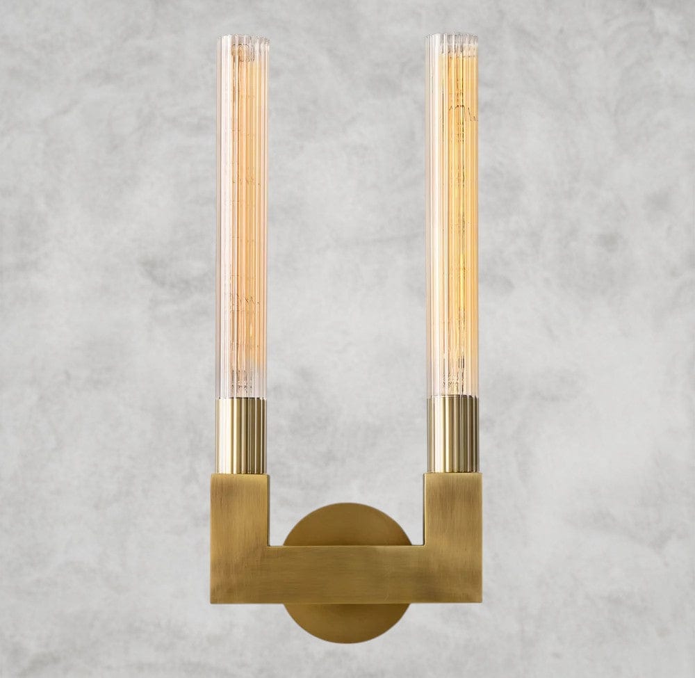 Brass Cannele Double Sconce