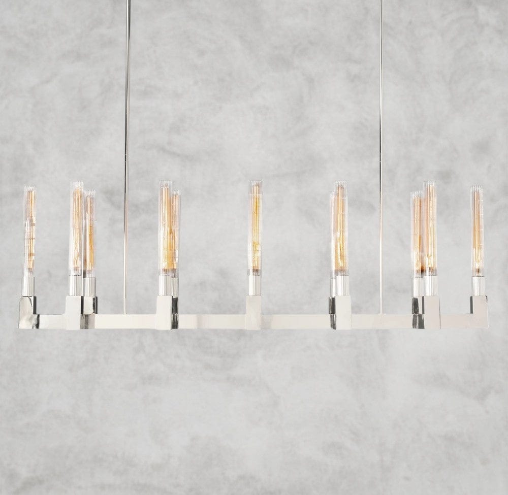 55" / Nickle Cannele Linear Chandelier 55", 67"