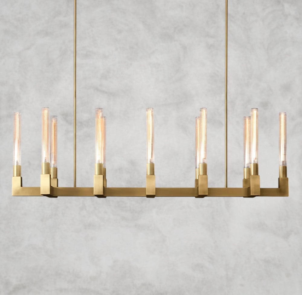 55" / Brass Cannele Linear Chandelier 55", 67"