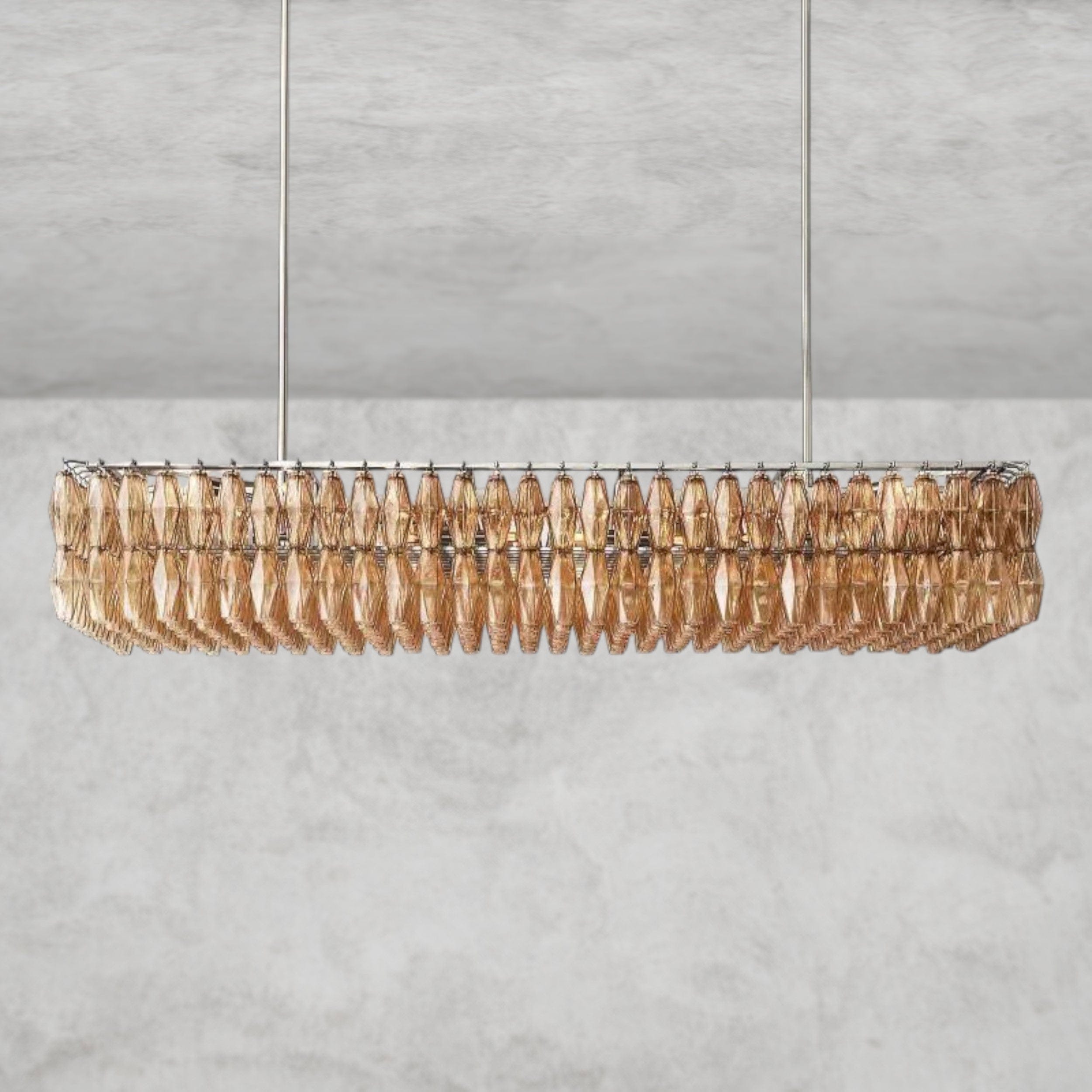 74" / Smoke / Nickle CHIARA CLEAR/ SMOKE GLASS RECTANGULAR CHANDELIER 54", 74"