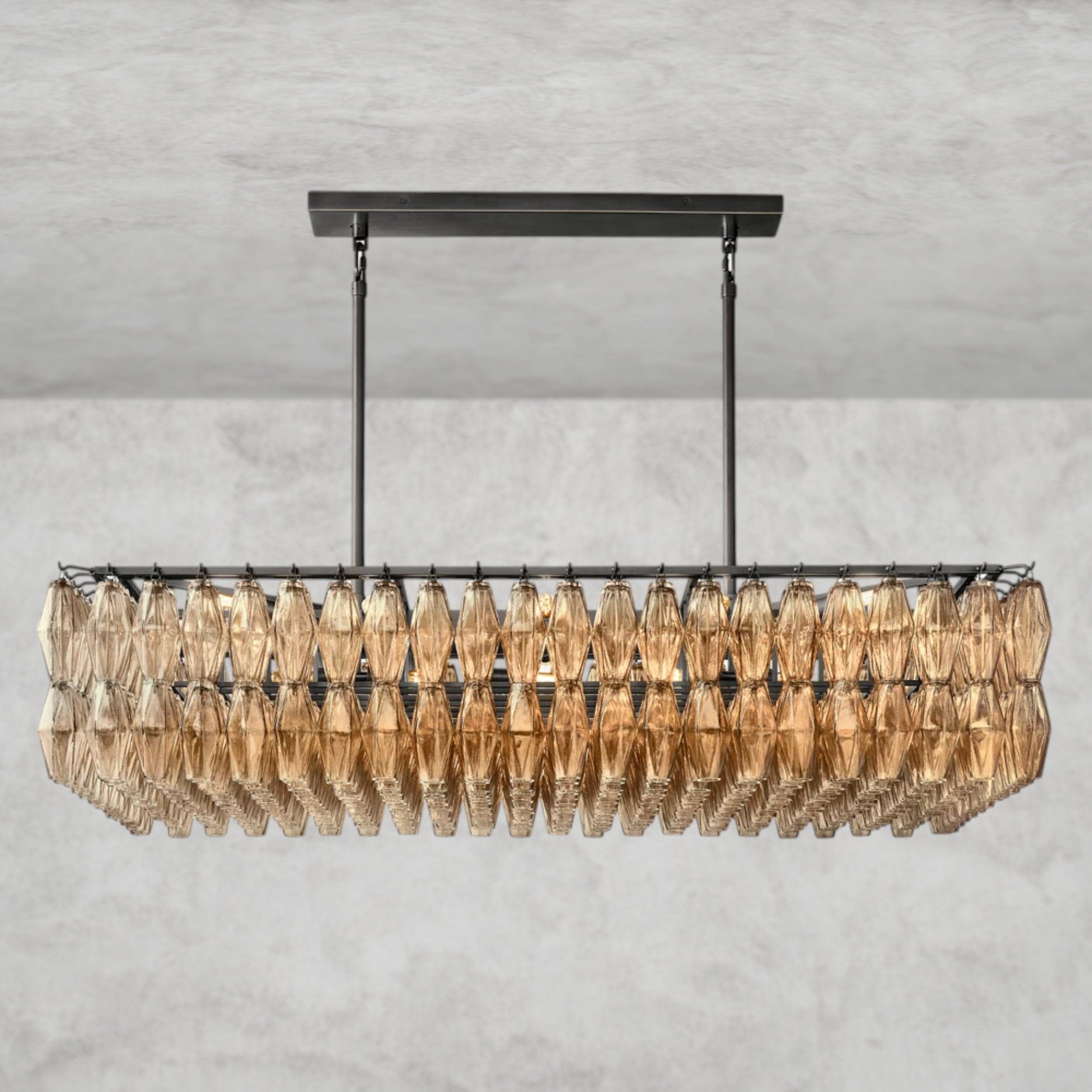 54" / Smoke / Bronze CHIARA CLEAR/ SMOKE GLASS RECTANGULAR CHANDELIER 54", 74"