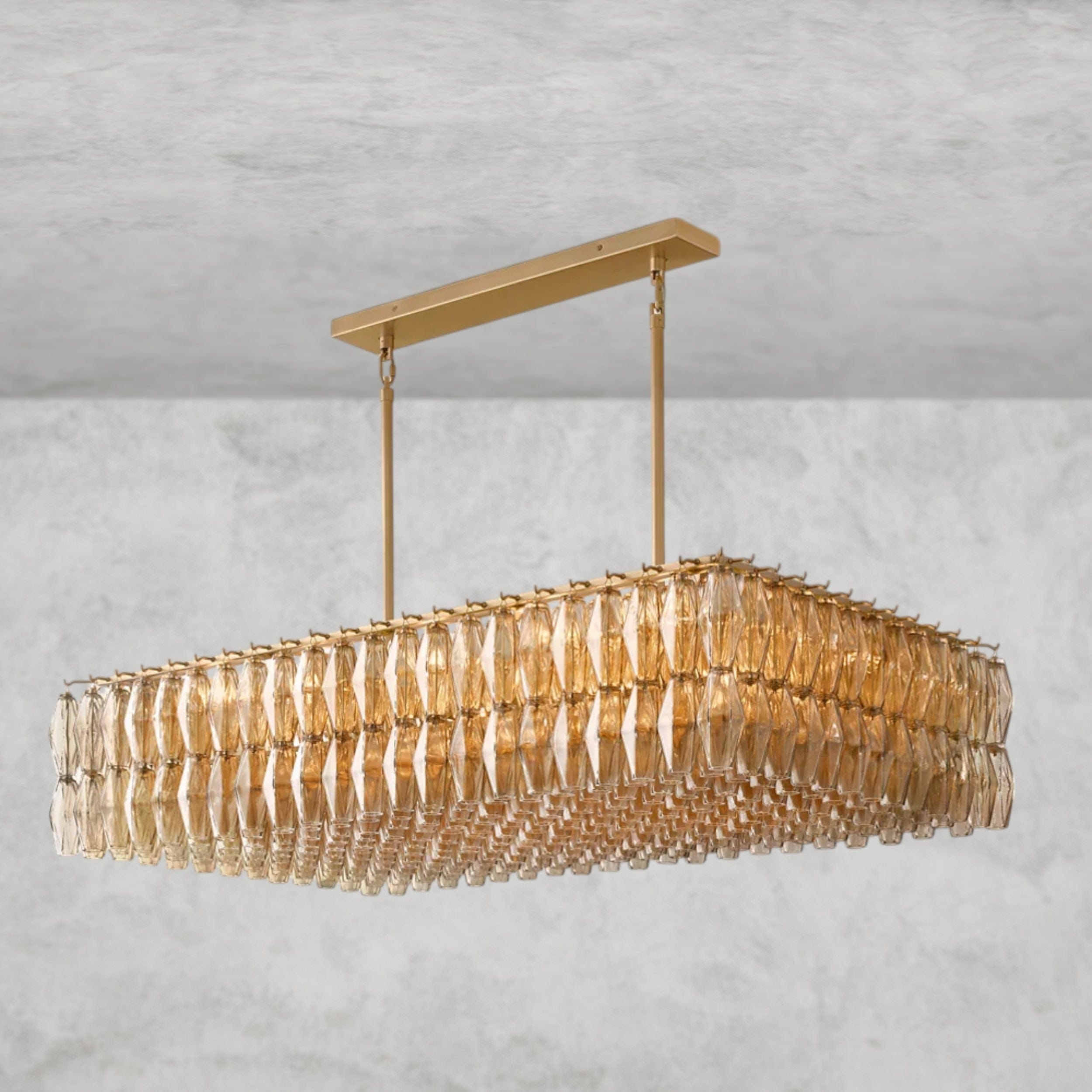 CHIARA CLEAR/ SMOKE GLASS RECTANGULAR CHANDELIER 54