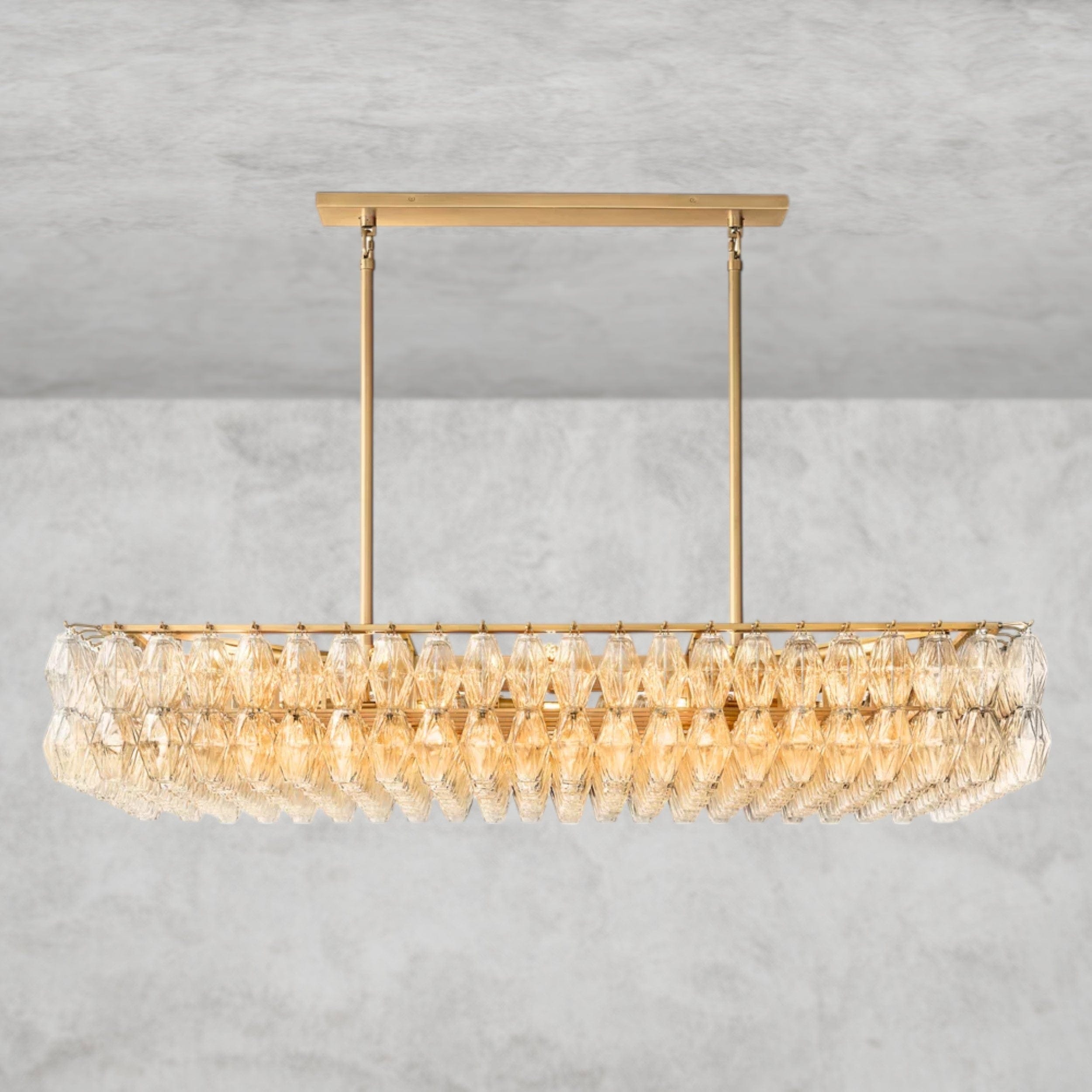 54" / Clear / Brass CHIARA CLEAR/ SMOKE GLASS RECTANGULAR CHANDELIER 54", 74"