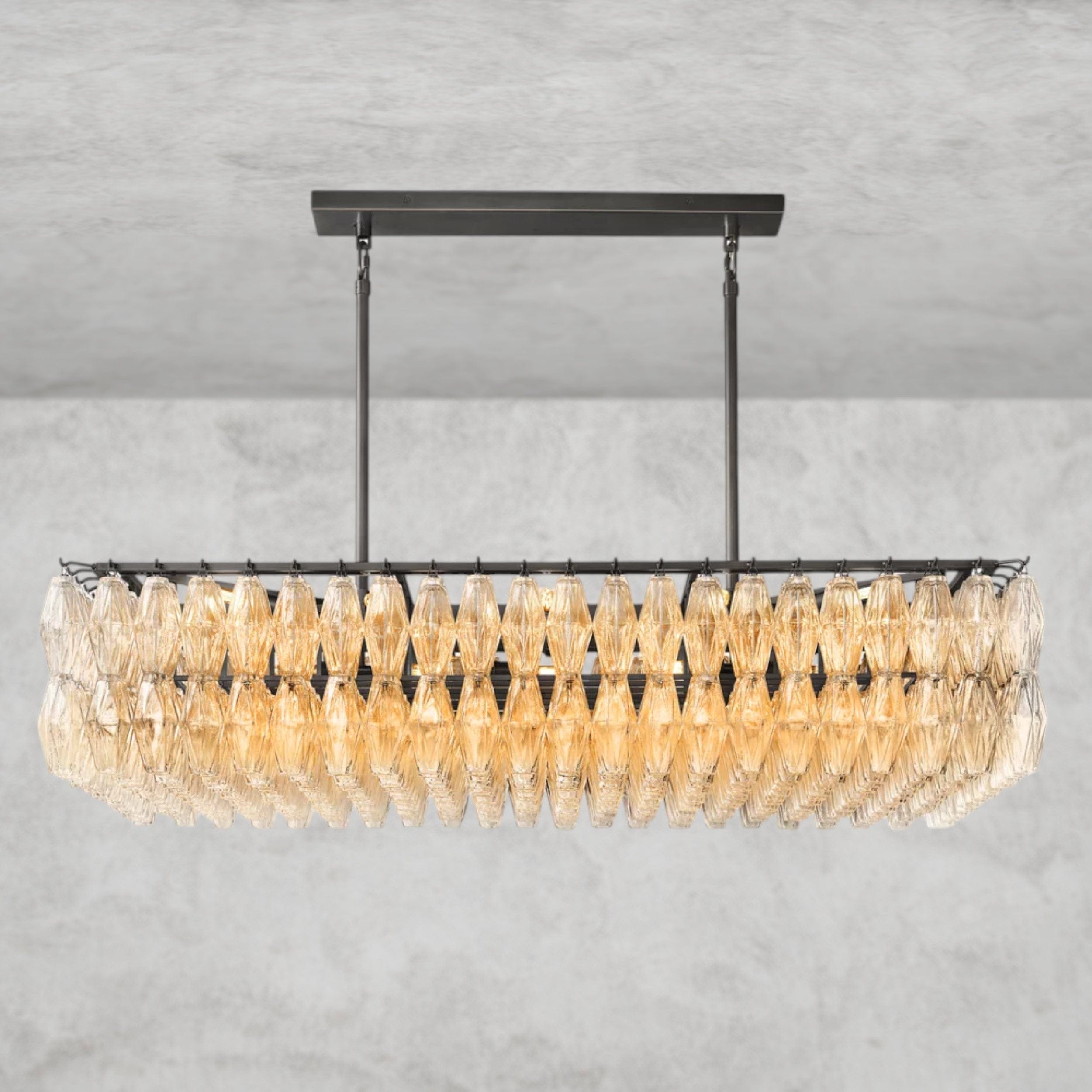 54" / Clear / Bronze CHIARA CLEAR/ SMOKE GLASS RECTANGULAR CHANDELIER 54", 74"