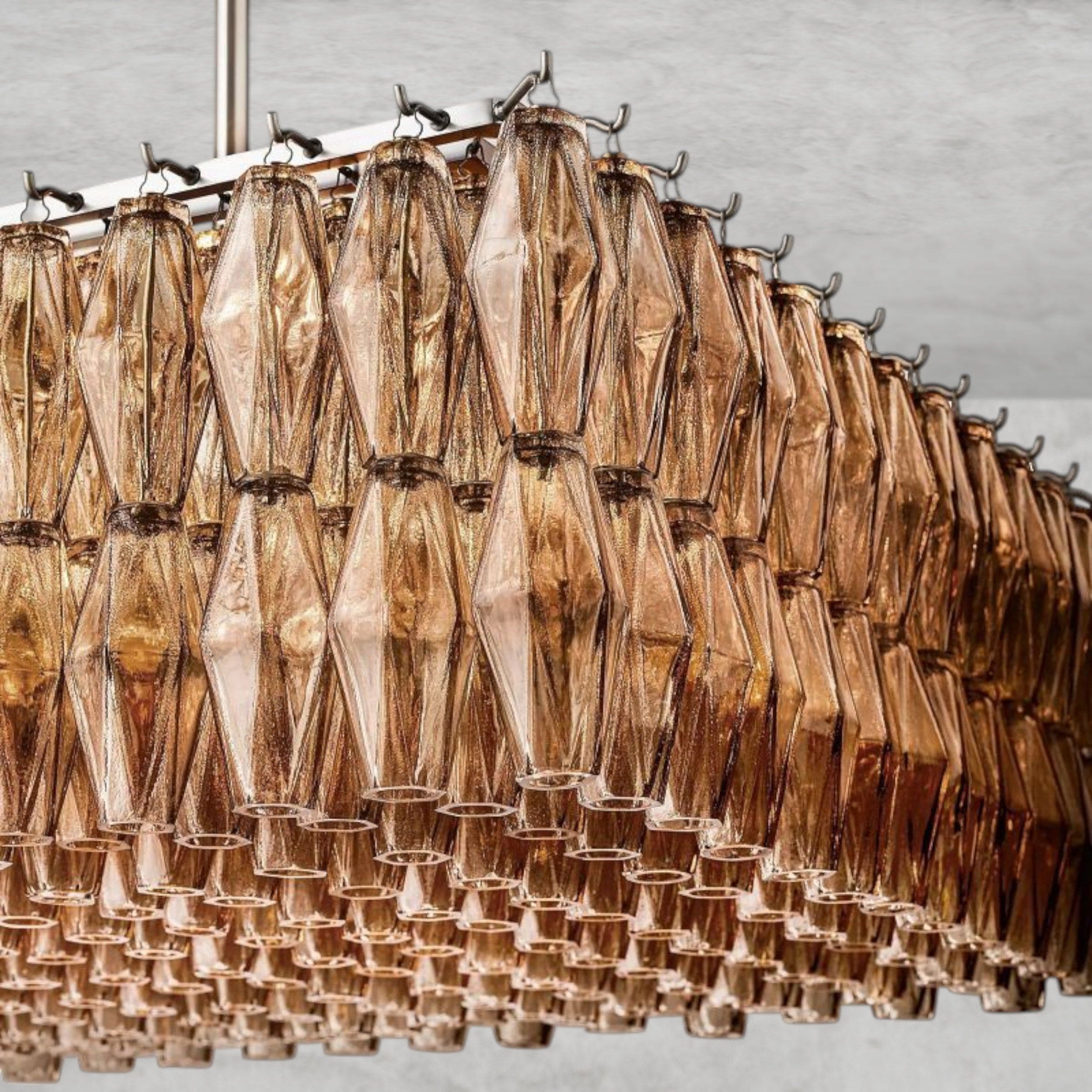 CHIARA CLEAR/ SMOKE GLASS RECTANGULAR CHANDELIER 54