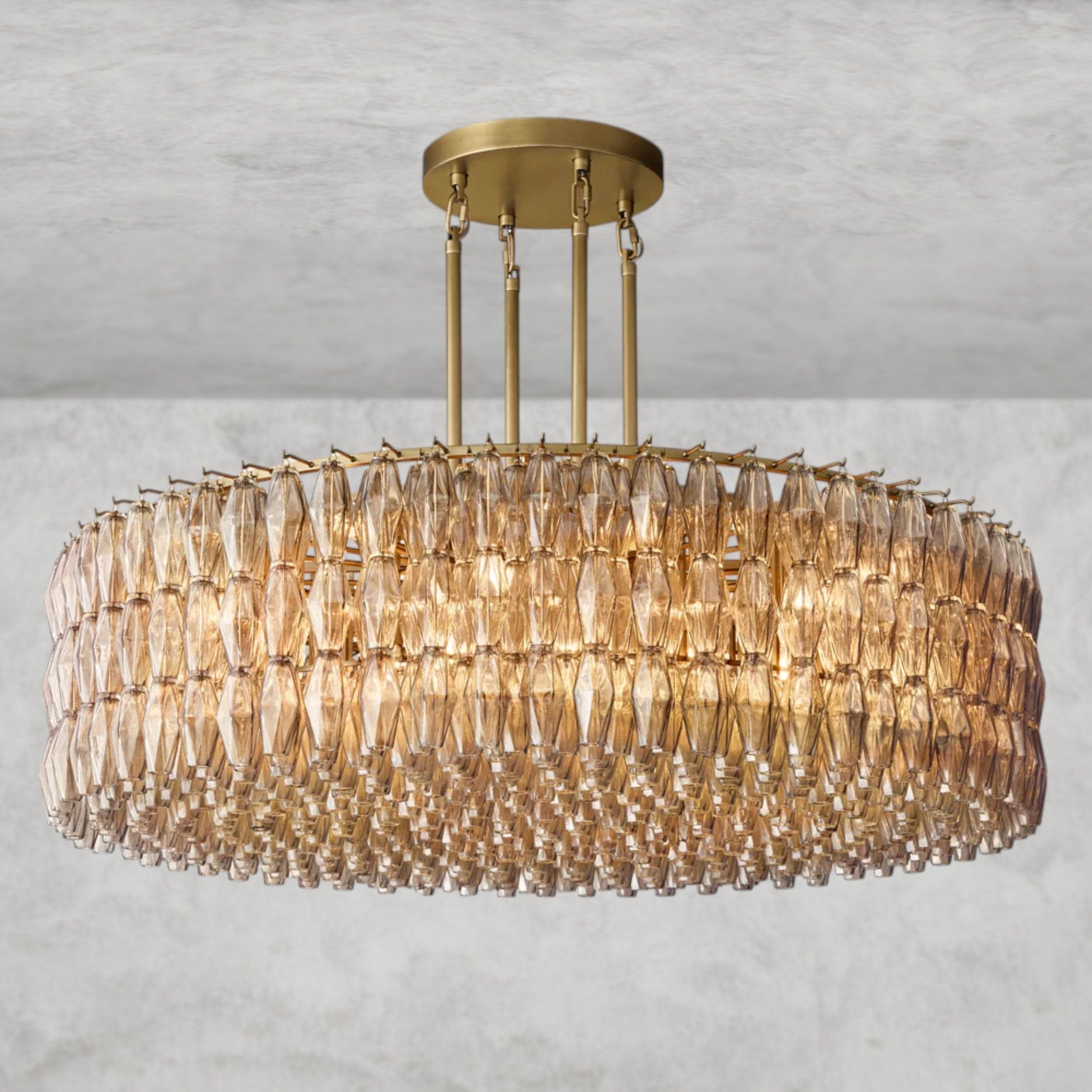 62" / Smoke / Brass CHIARA CLEAR/ SMOKE GLASS ROUND CHANDELIER 37", 47", 62"
