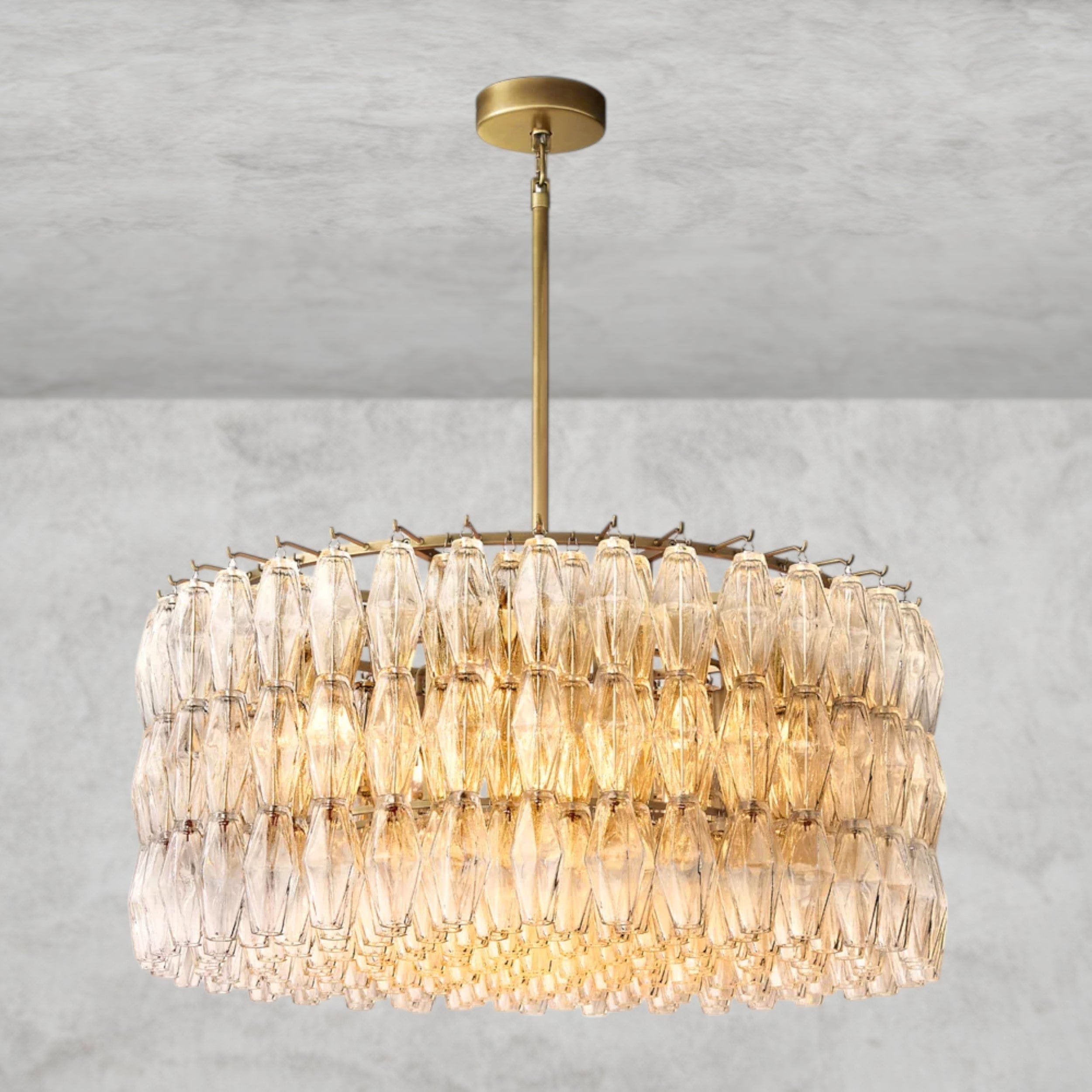 37" / Clear / Brass CHIARA CLEAR/ SMOKE GLASS ROUND CHANDELIER 37", 47", 62"