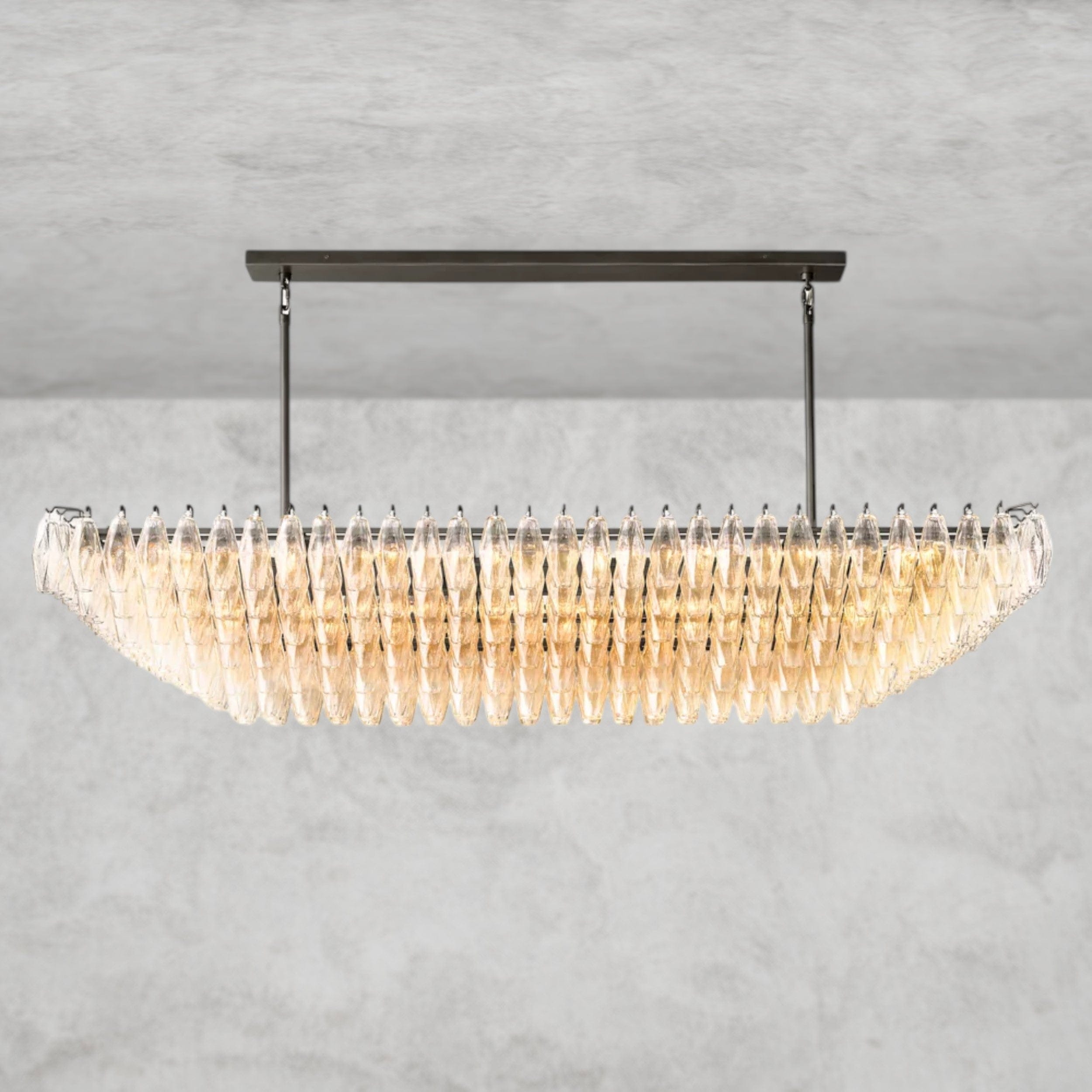74" / Clear / Bronze CHIARA CLEAR/ SMOKE GLASS TIERED RECTANGULAR CHANDELIER 54", 74"