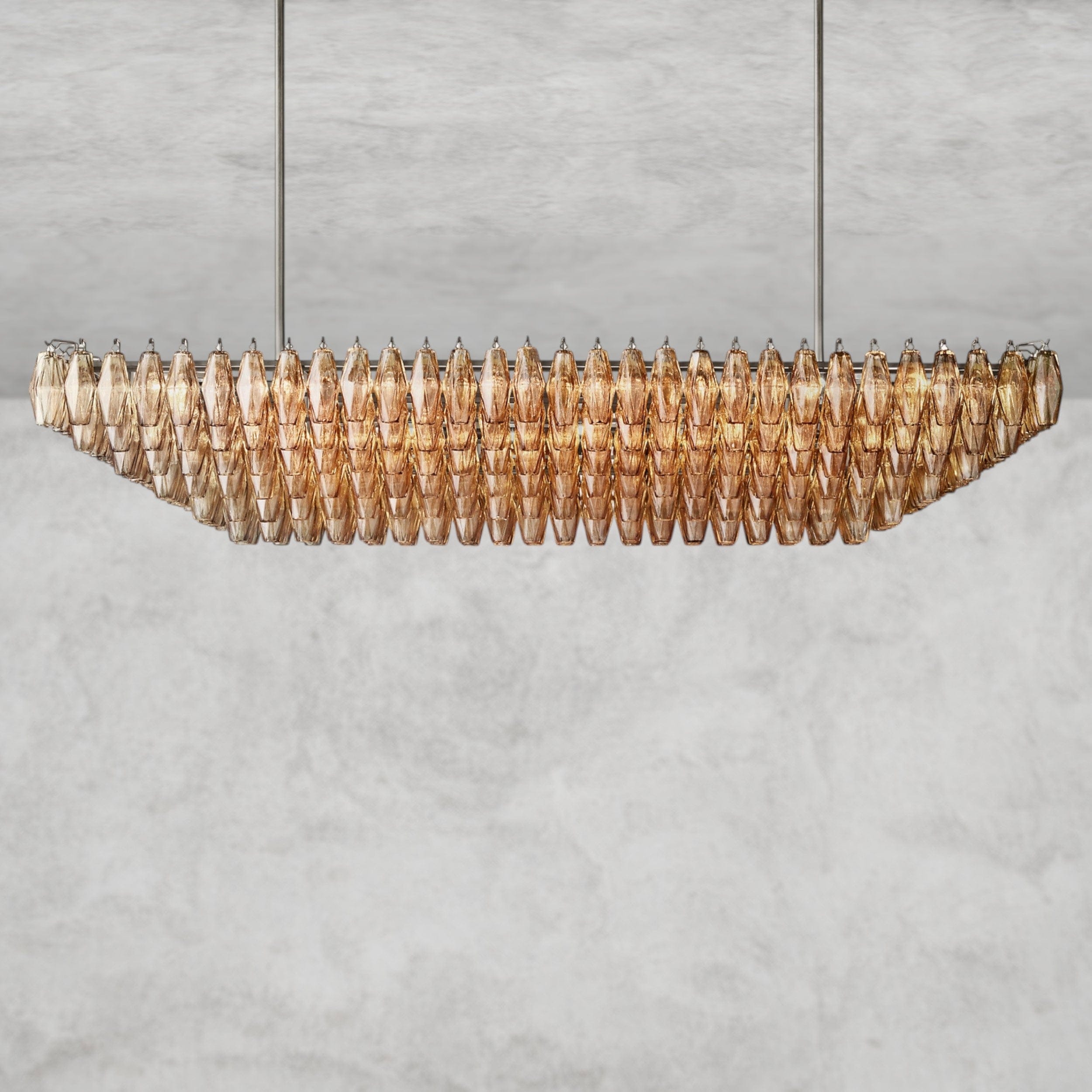 74" / Smoke / Bronze CHIARA CLEAR/ SMOKE GLASS TIERED RECTANGULAR CHANDELIER 54", 74"