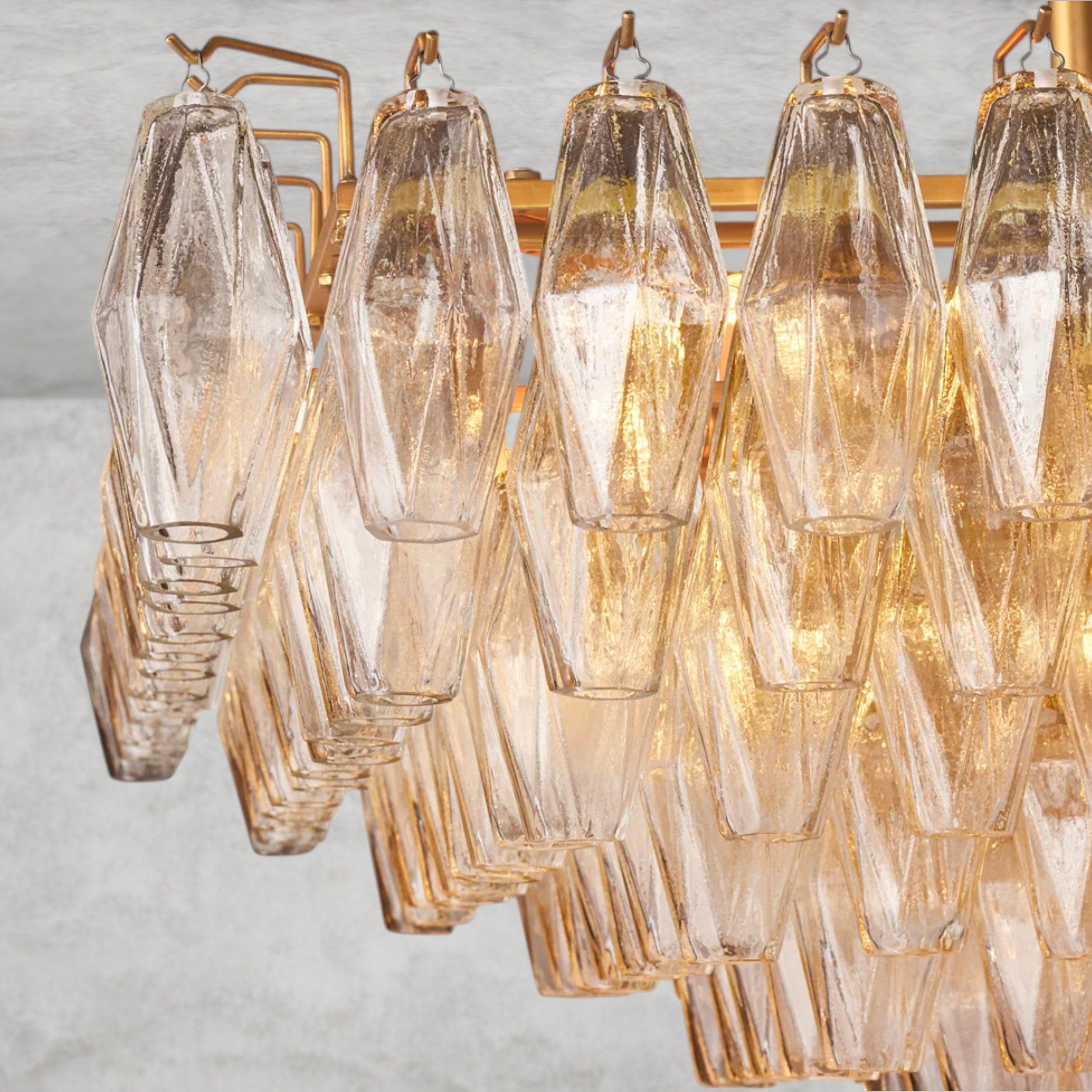 CHIARA CLEAR/ SMOKE GLASS TIERED RECTANGULAR CHANDELIER 54