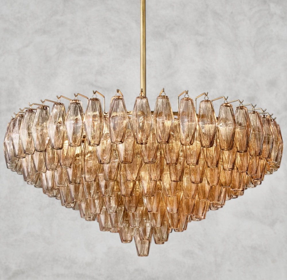 37" / Smoke / Brass CHIARA CLEAR/ SMOKE GLASS TIERED ROUND CHANDELIER 37", 47", 62"